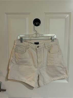 Frank and Oak High Waist Cream Denim Shorts - Women's